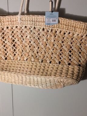 Shade & Shore Woven Straw Tote - Natural Beige